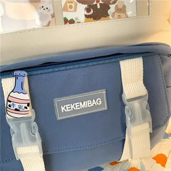 Kawaii Canvas Kekemi Bear Friends Plush Backpack - Kawaii Bag