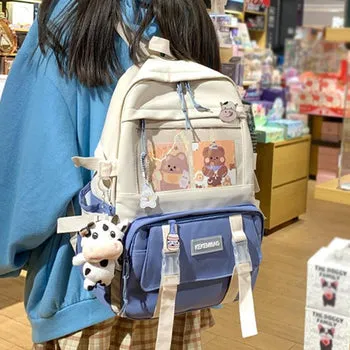 Kawaii Canvas Kekemi Bear Friends Plush Backpack - Kawaii Bag