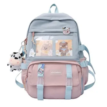 Kawaii Canvas Kekemi Bear Friends Plush Backpack - Kawaii Bag