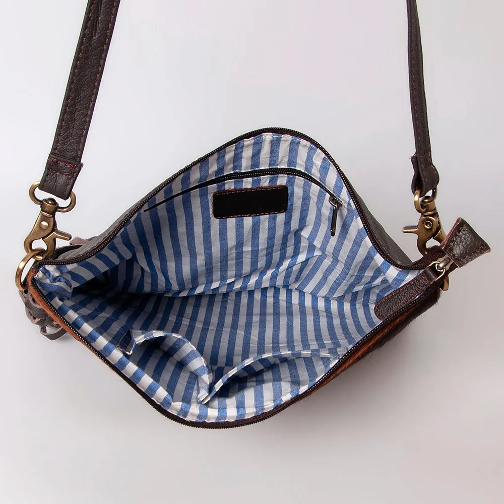 KBK101 - KBK101 -CROSS BODY Hand Tooled Saddle Leather with Cowhide Leather Ladies Bag KBK101 - KBK1