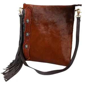 KBK101 - KBK101 -CROSS BODY Hand Tooled Saddle Leather with Cowhide Leather Ladies Bag KBK101 - KBK1