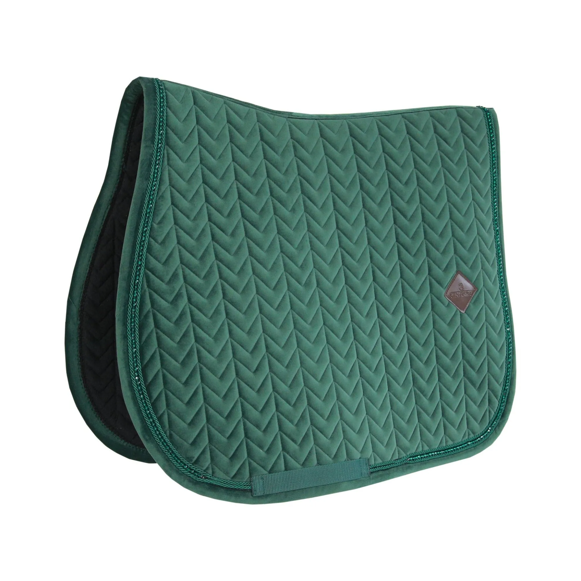 Kentucky Horsewear Saddle Pad Basic Velvet Pearls Jumping, Pine Green