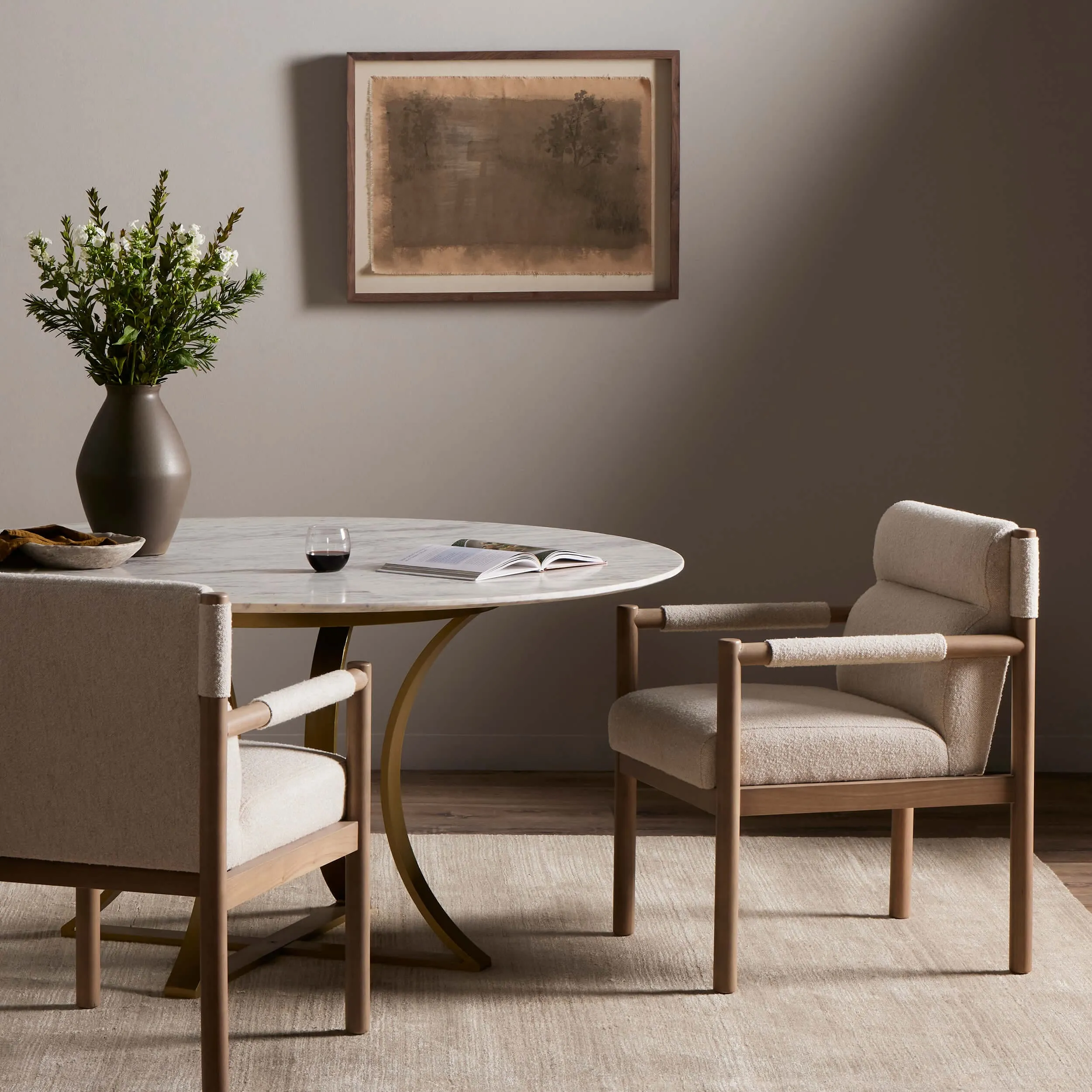 Kiano Dining Arm Chair, Charter Oatmeal