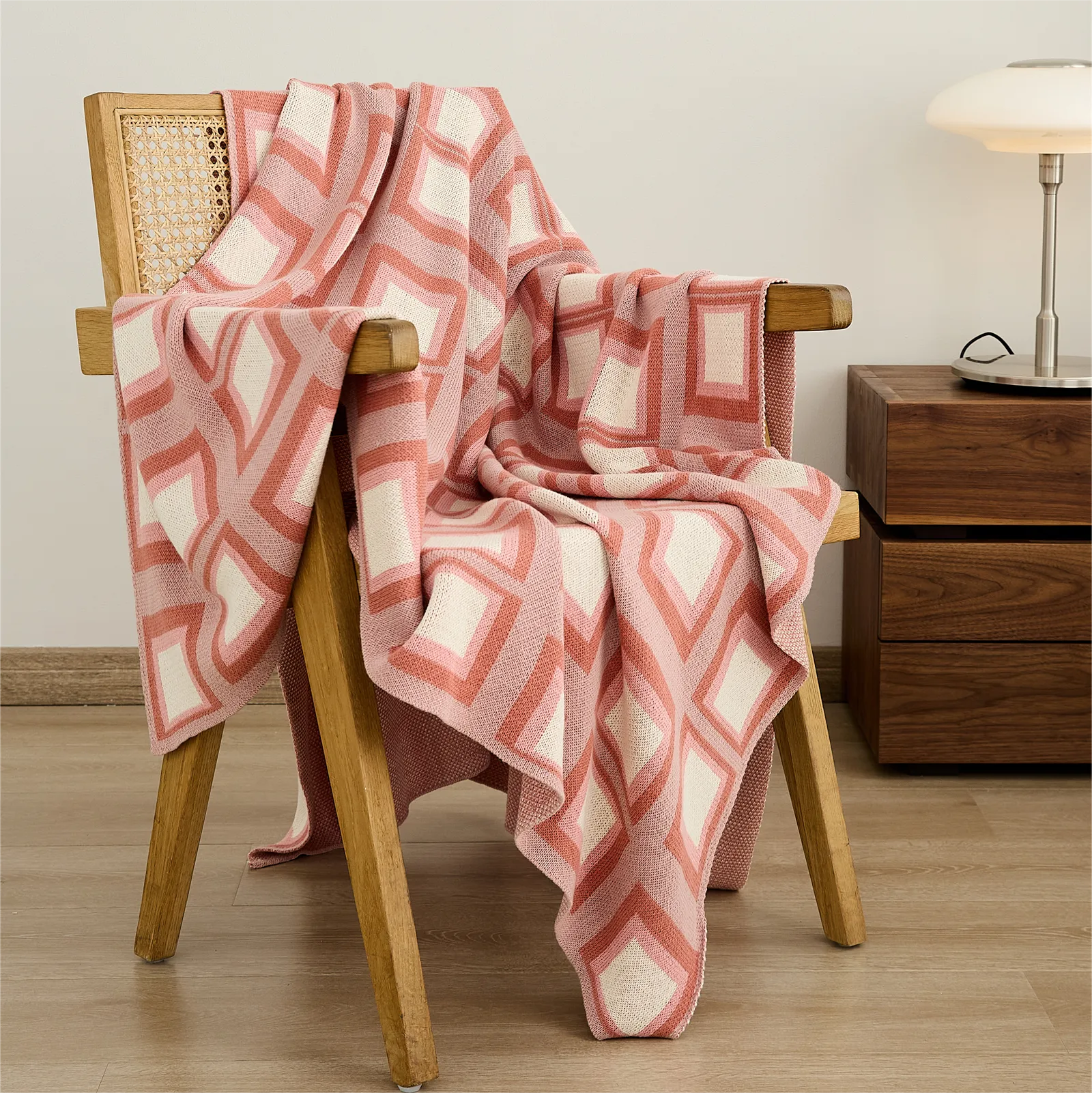 Knitted Quadrate Throw Blanket