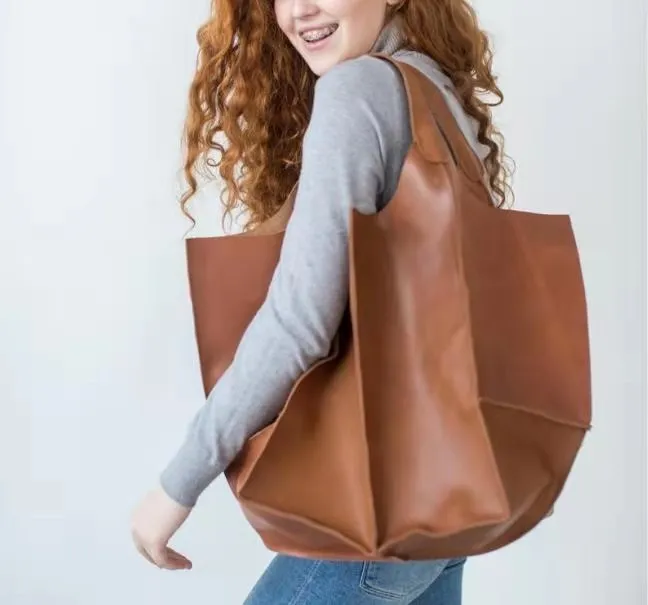 Korea Soft Pu Leather Shoulder Bags for Women Big Handbag Casual Retro Female Shopping Bag Large Capacity Mommy Shopper Tote New