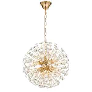 Lerida 8 Light Round Gold with Crystal Pendant