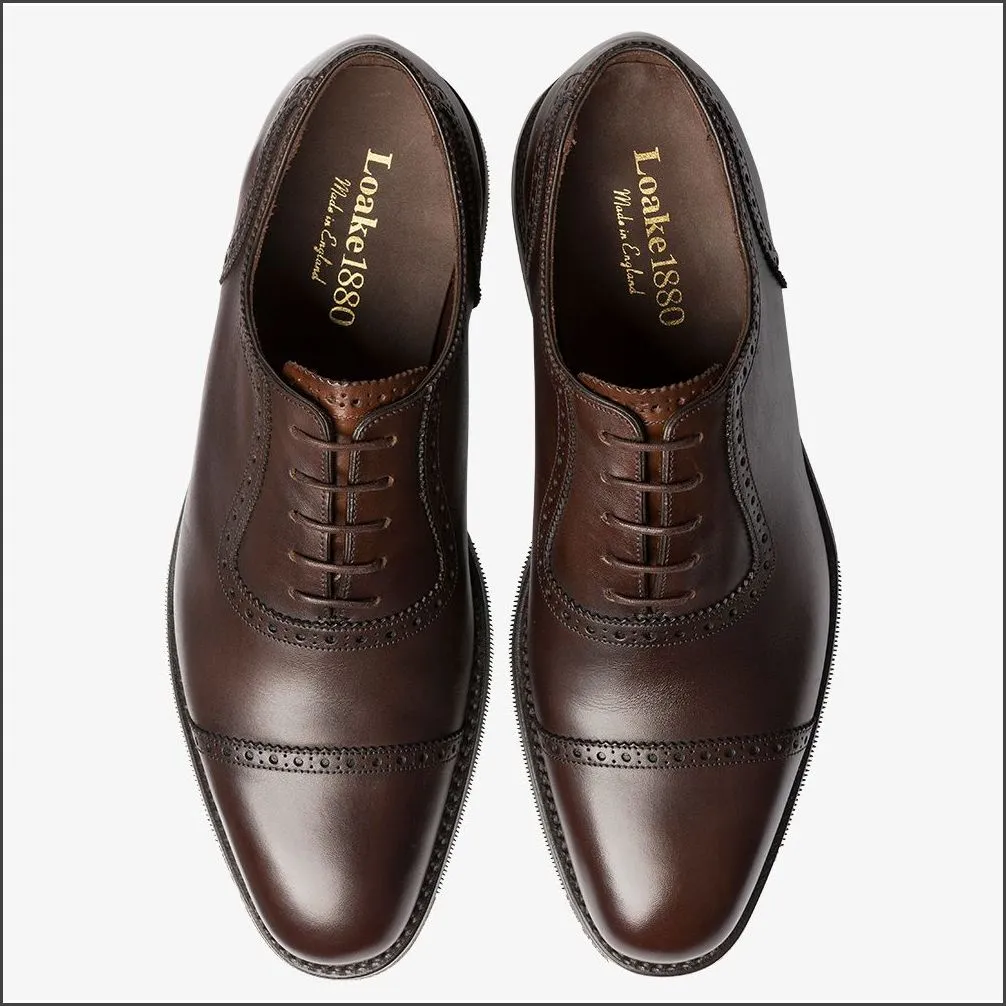 Loake Fleet Dark Brown Semi Brogue Oxford Shoe-