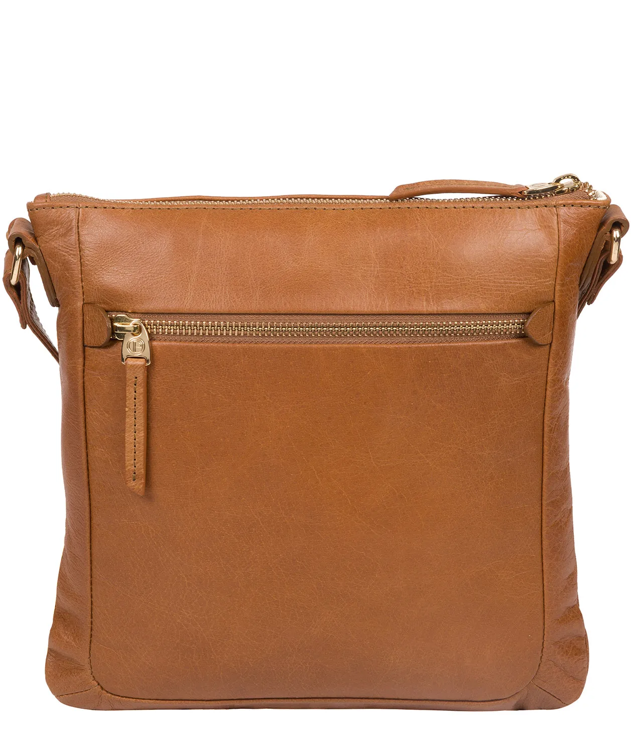 'Lotus' Saddle Tan Leather Cross Body Bag