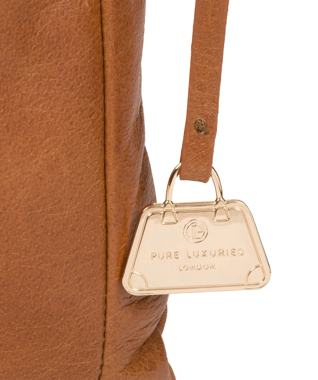 'Lotus' Saddle Tan Leather Cross Body Bag