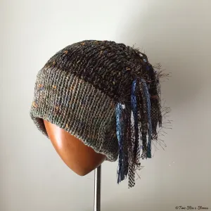 Luxe Green Tweed *Funky Chic* Slouchy Beanie