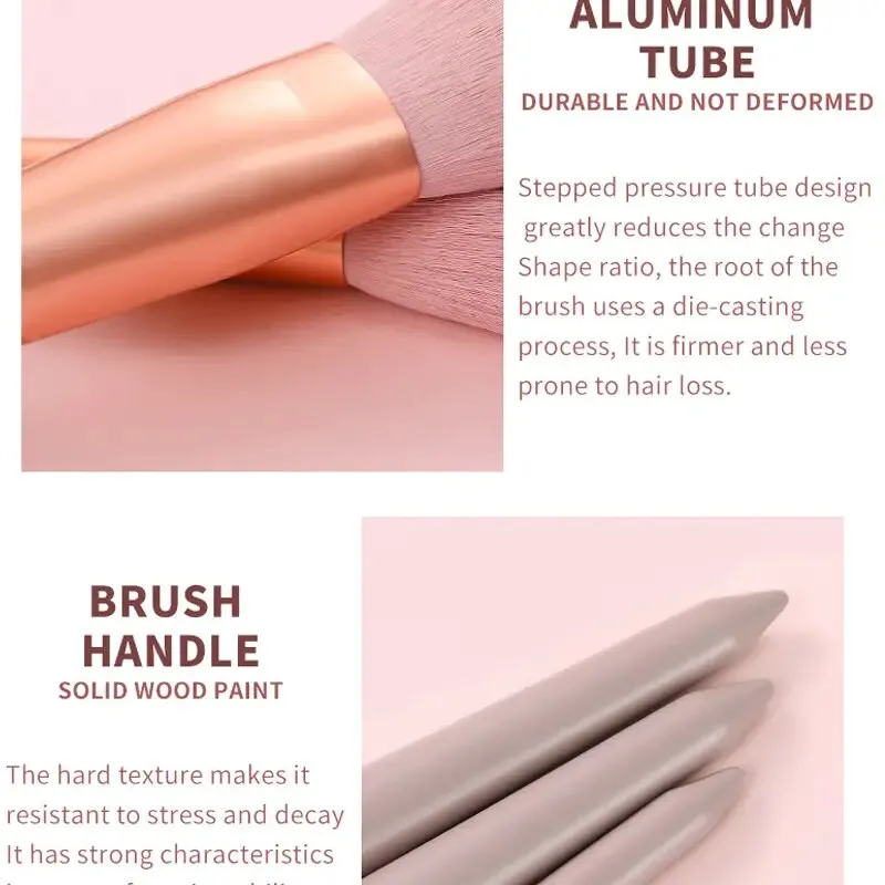 Makeup Brushes Set | 13 Pcs Pink Professional Foundation Eyeshadow Eyeliner Eyeliner Make Up Brushes With Bag