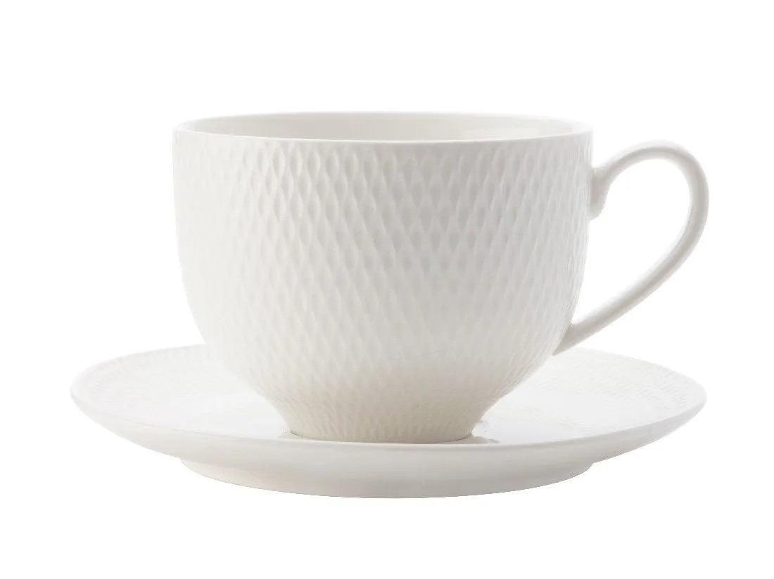 Maxwell & Williams White Basics Diamonds Tea Cup & Saucer 220ml