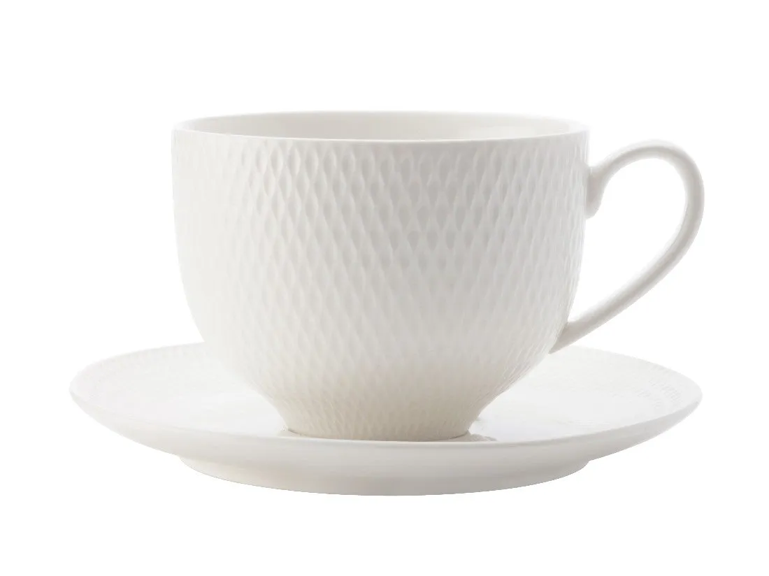 Maxwell & Williams White Basics Diamonds Tea Cup & Saucer 220ml