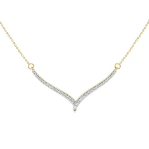 Meera V-Shaped Necklace with 0.15ct of Laboratory Grown Diamonds in 9ct Yellow Gold