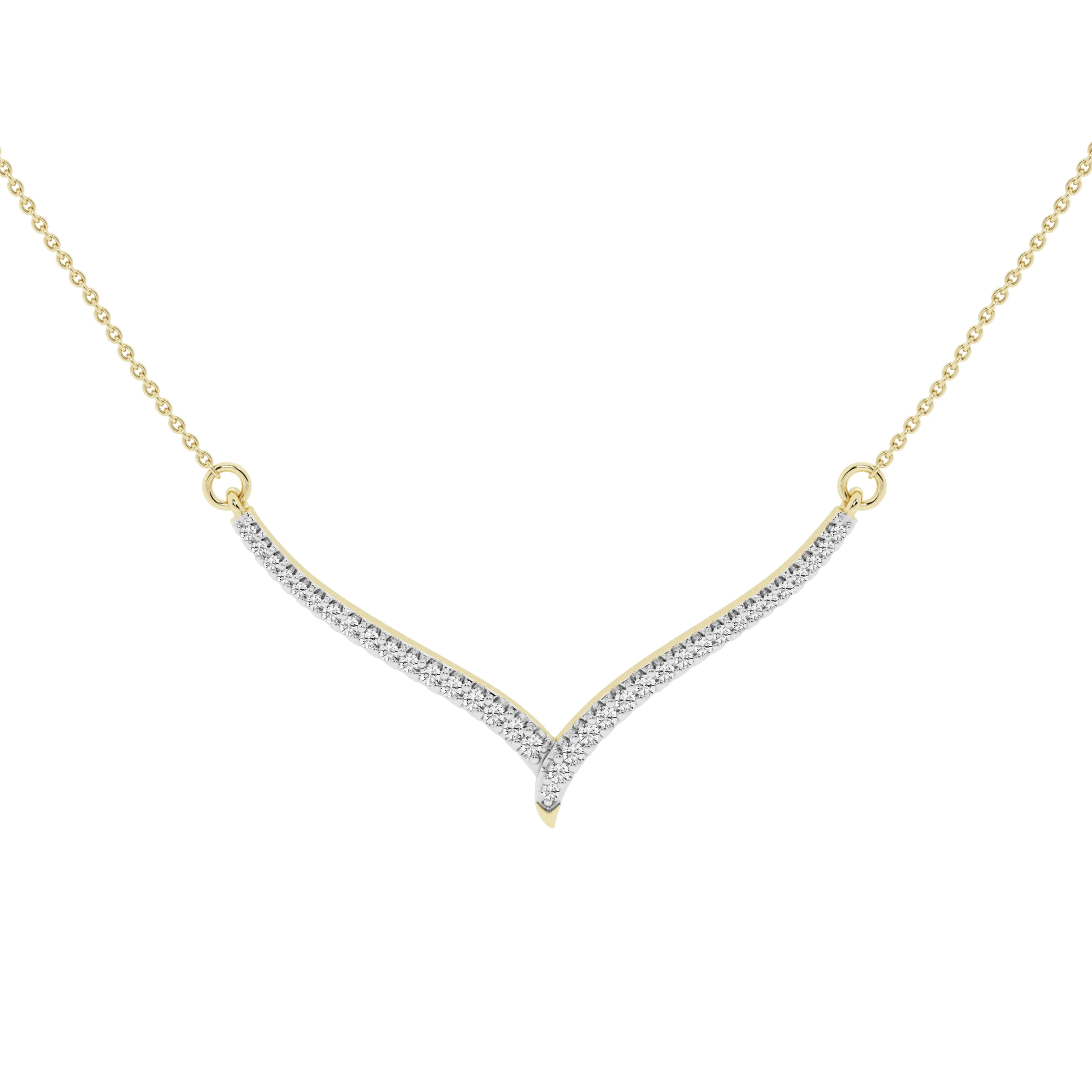 Meera V-Shaped Necklace with 0.15ct of Laboratory Grown Diamonds in 9ct Yellow Gold