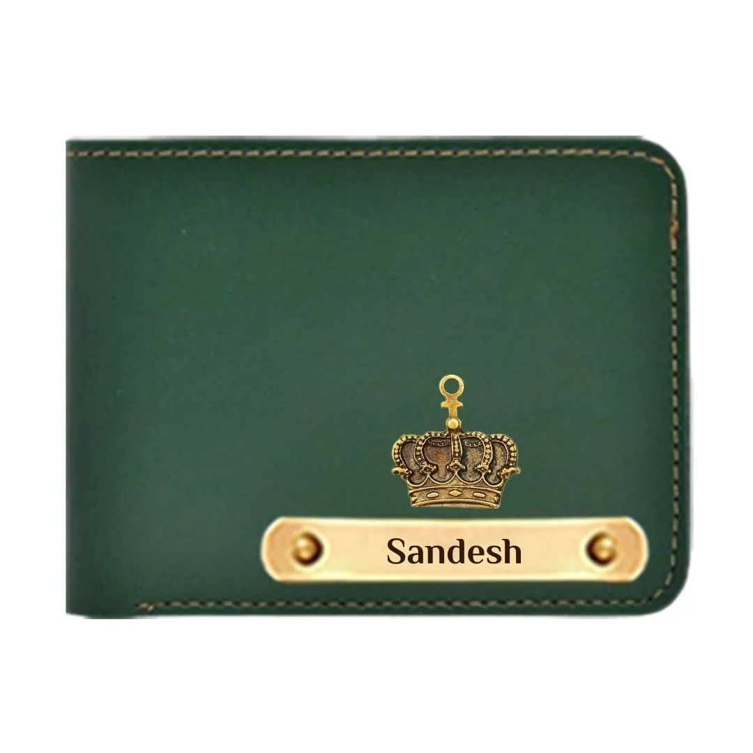 Mens Customized Wallet with King Charm - Green