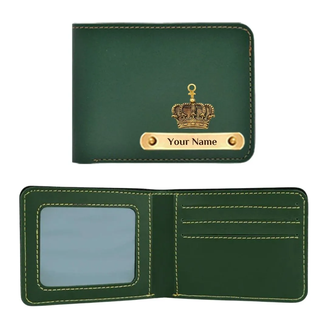 Mens Customized Wallet with King Charm - Green