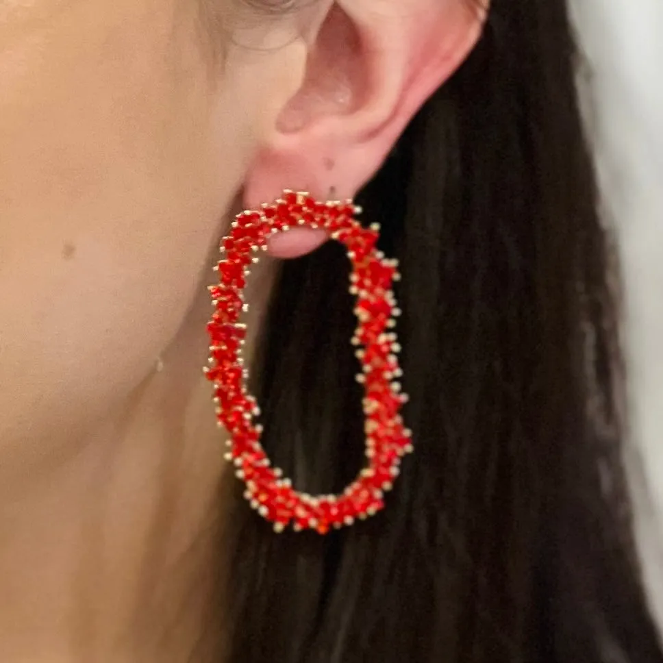 Millie Beaded Oval Cut Out Earrings
