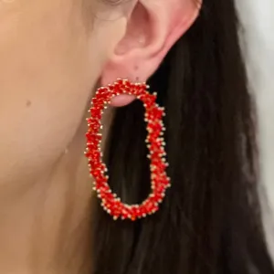 Millie Beaded Oval Cut Out Earrings