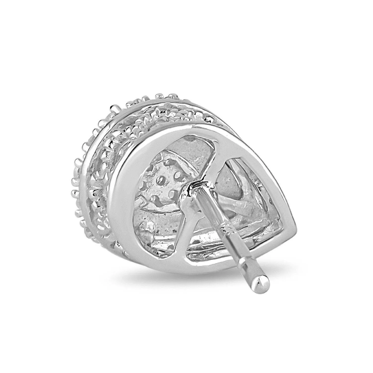 Miracle Halo Pear Stud Earrings with 0.10ct of Diamonds in Sterling Silver