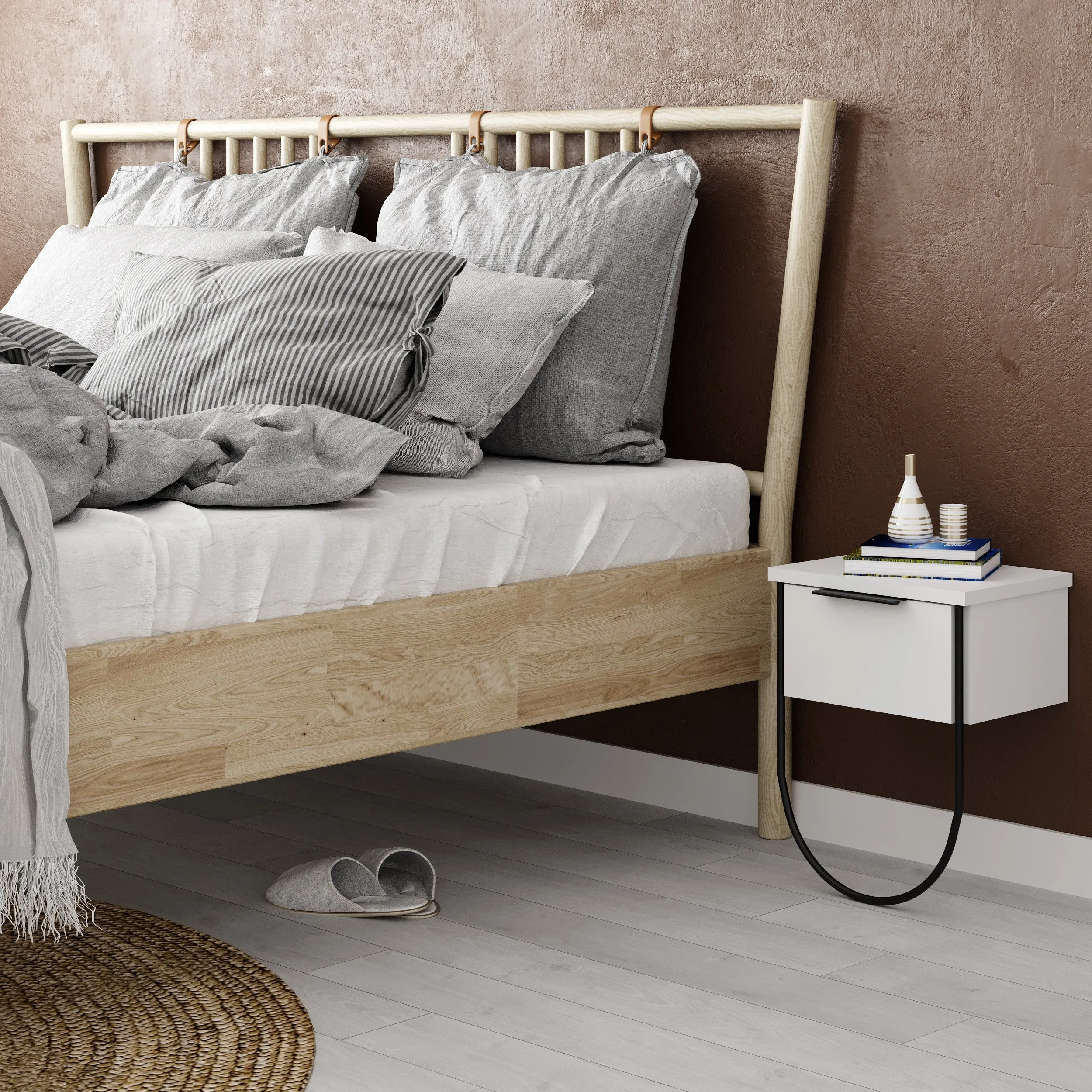 Norfolk Modern Bedside Table Bedroom Furniture W 33cm
