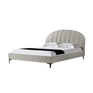 Olin Fabric Queen Bed Frame - Olive Brown Boucle