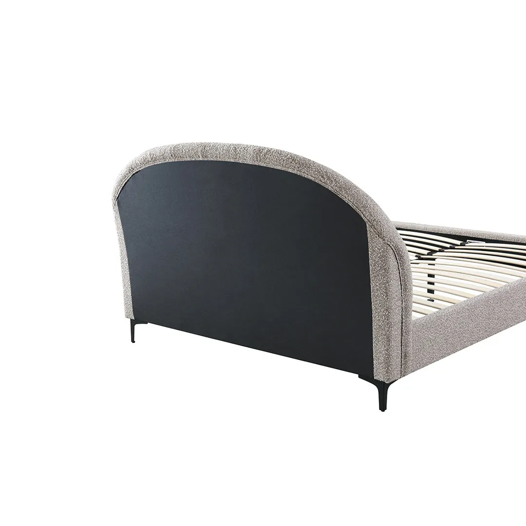 Olin Fabric Queen Bed Frame - Olive Brown Boucle
