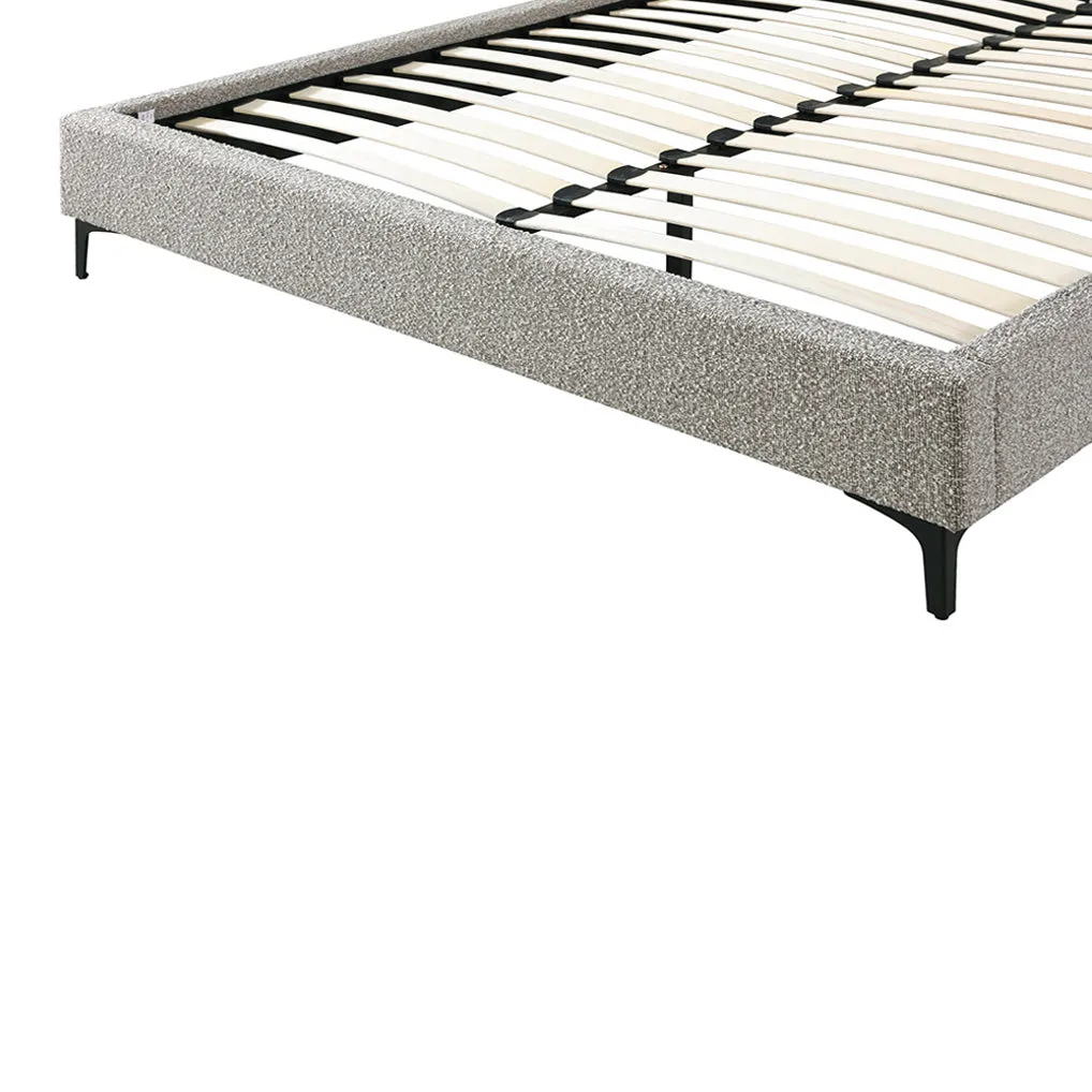 Olin Fabric Queen Bed Frame - Olive Brown Boucle