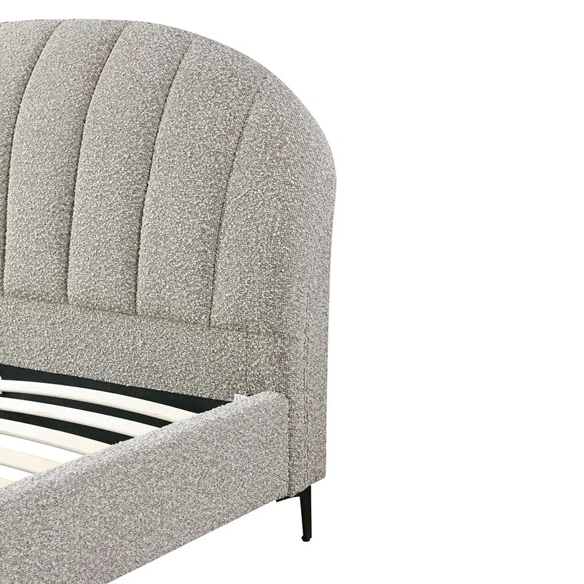 Olin Fabric Queen Bed Frame - Olive Brown Boucle