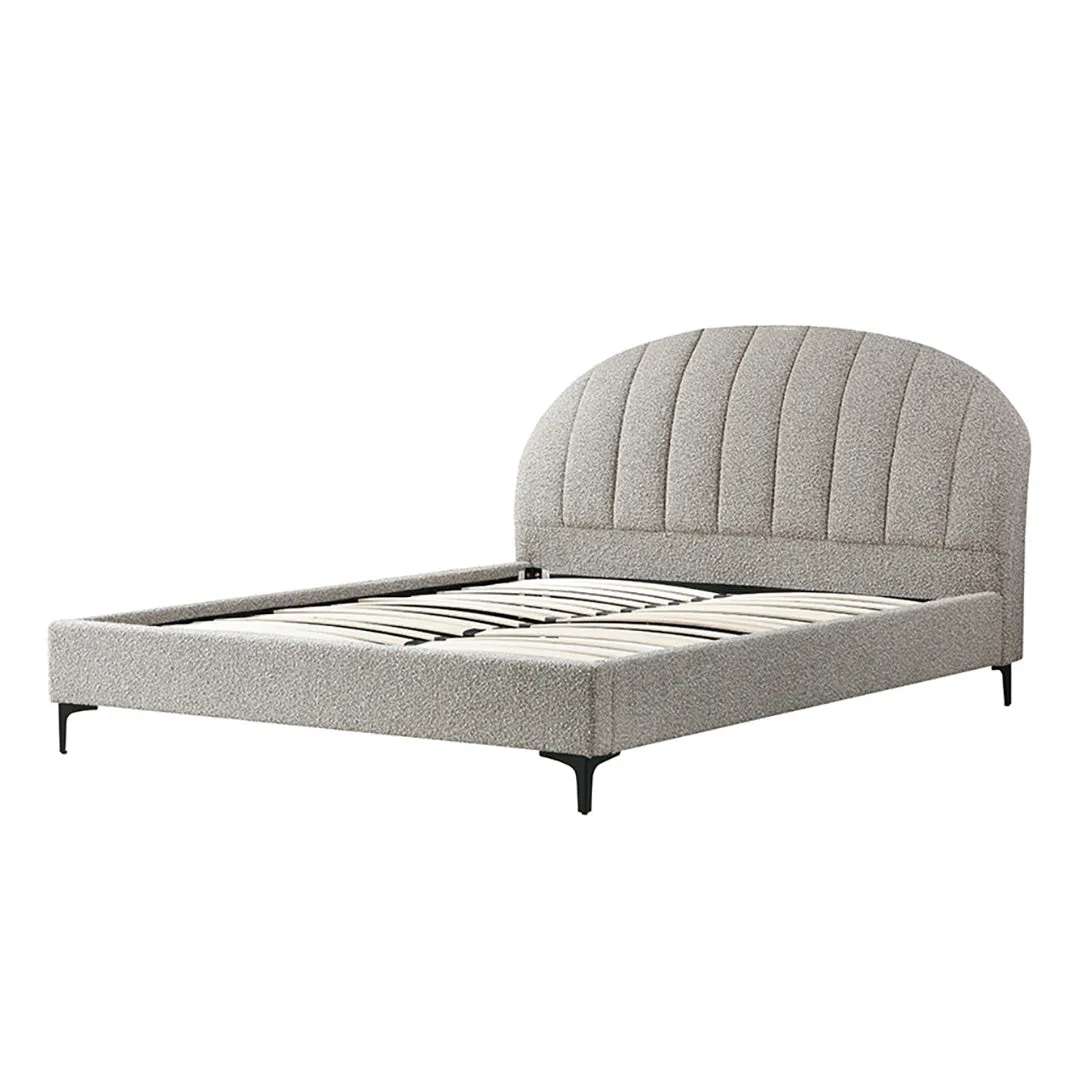 Olin Fabric Queen Bed Frame - Olive Brown Boucle