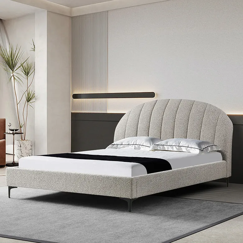 Olin Fabric Queen Bed Frame - Olive Brown Boucle