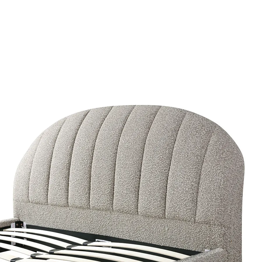 Olin Fabric Queen Bed Frame - Olive Brown Boucle