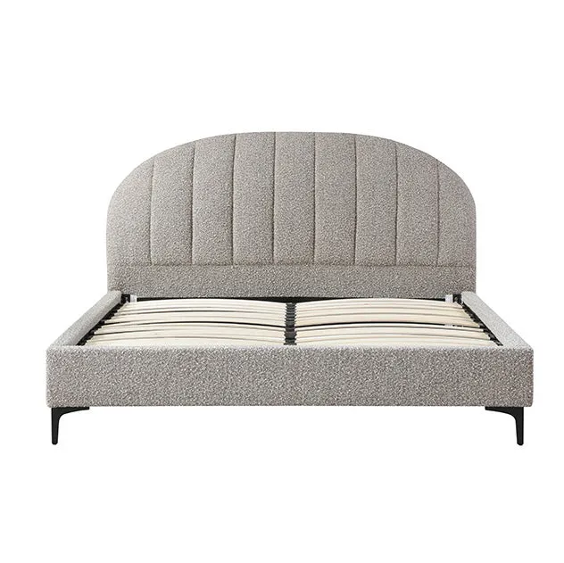 Olin Fabric Queen Bed Frame - Olive Brown Boucle
