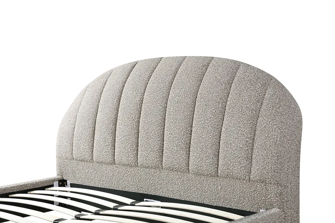 Olin Fabric Queen Bed Frame - Olive Brown Boucle