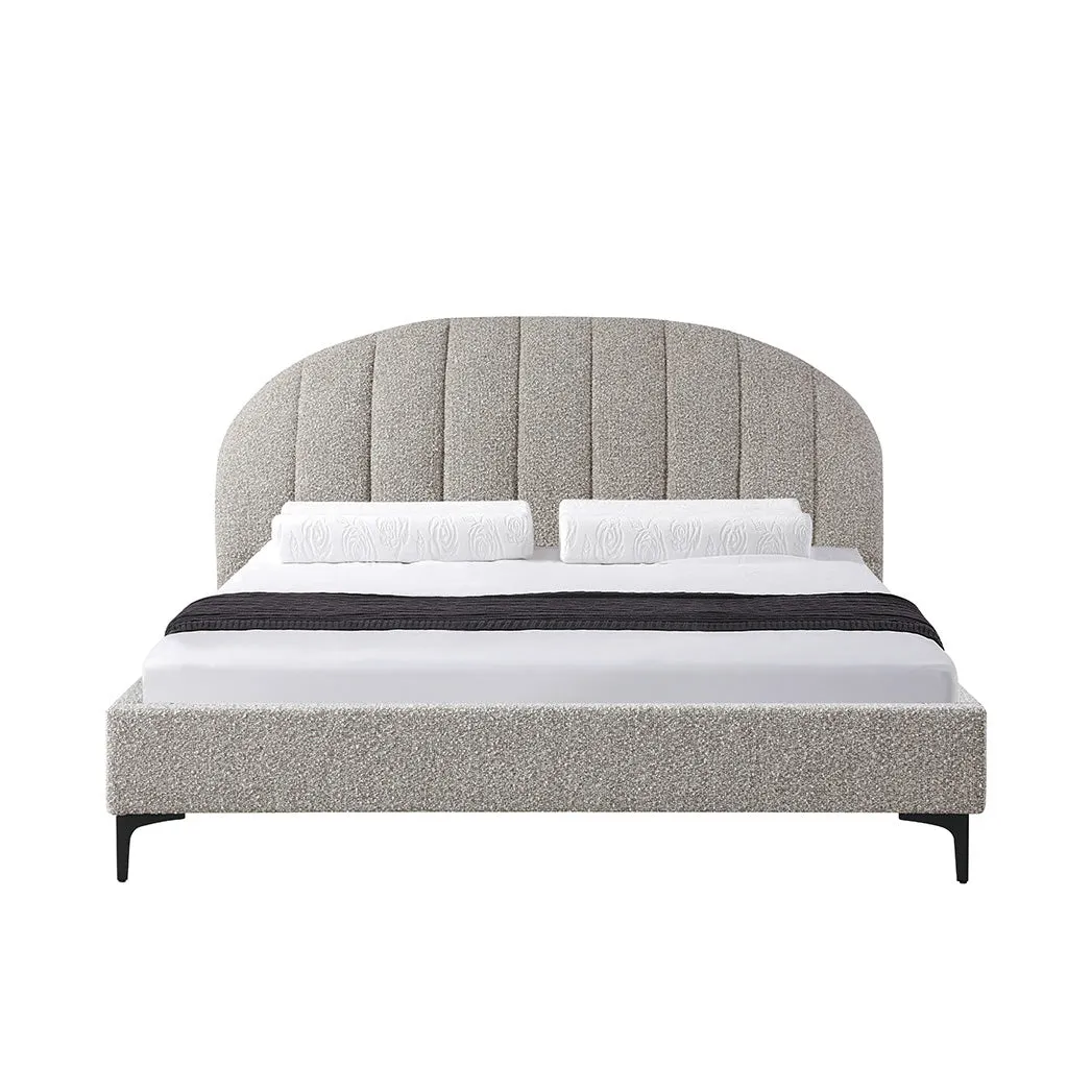 Olin Fabric Queen Bed Frame - Olive Brown Boucle