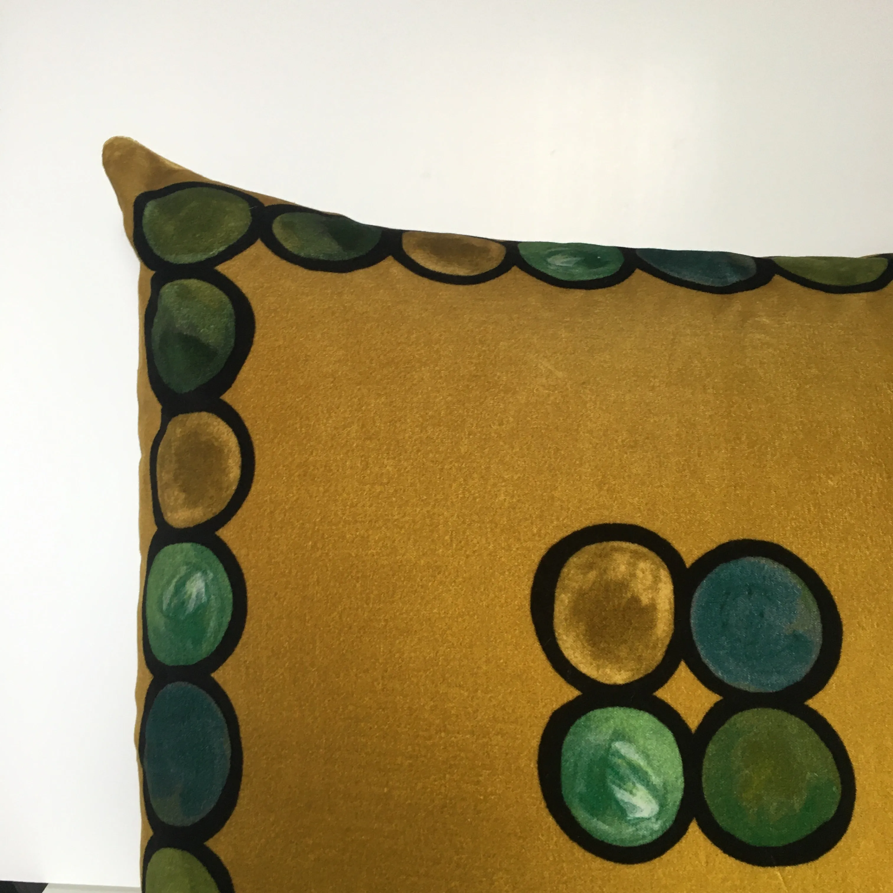 Ombré Circle Velvet Cushion - Ochre   Green