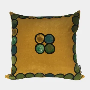 Ombré Circle Velvet Cushion - Ochre   Green