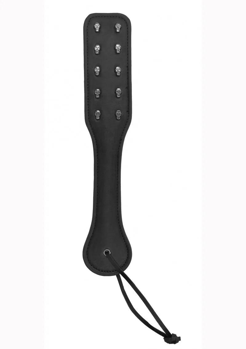 Ouch! Skulls and Bones Leather Paddle with Skulls