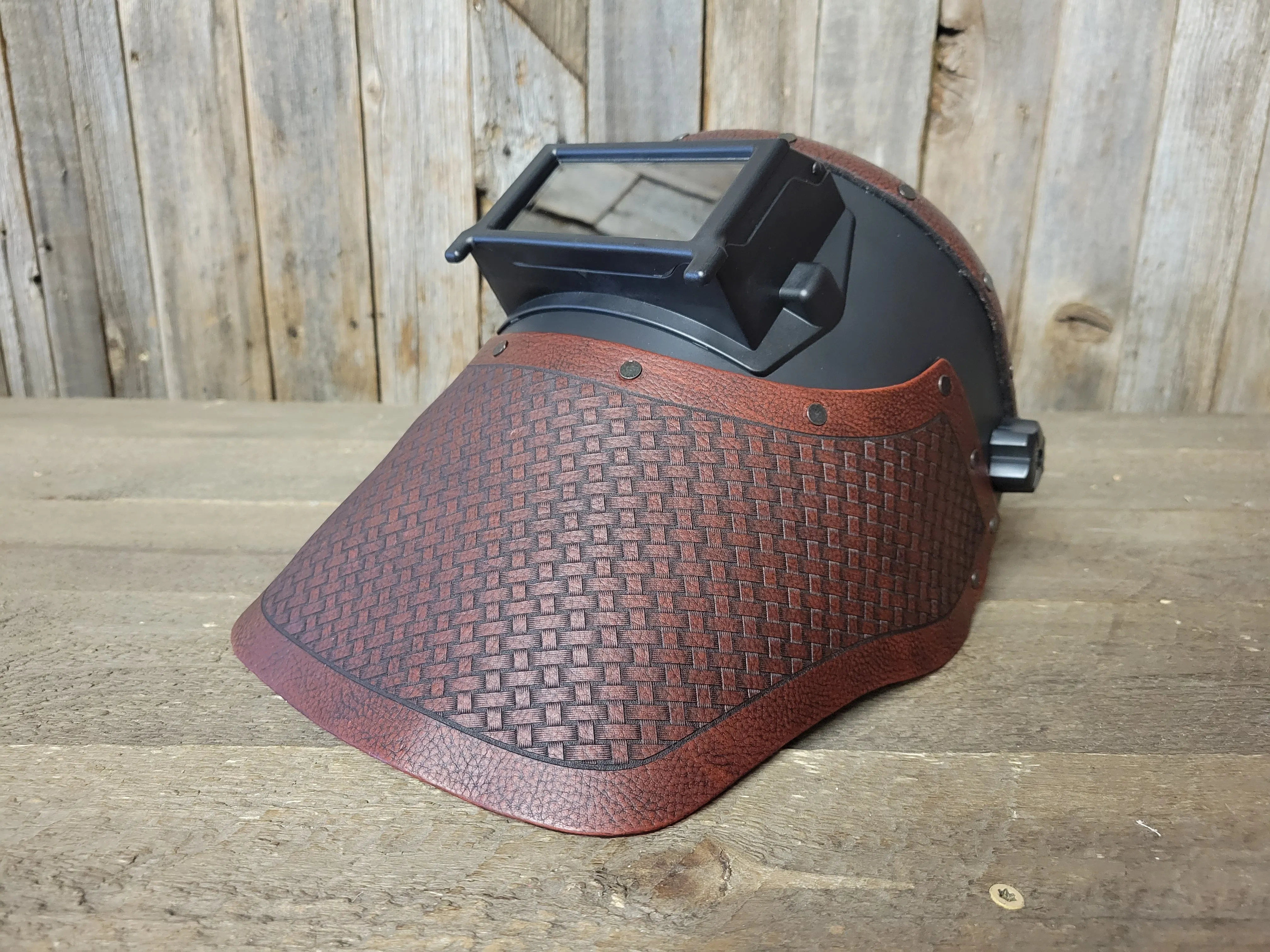 Outlaw Leather - Welding Hood - Fudge Brown Basketweave
