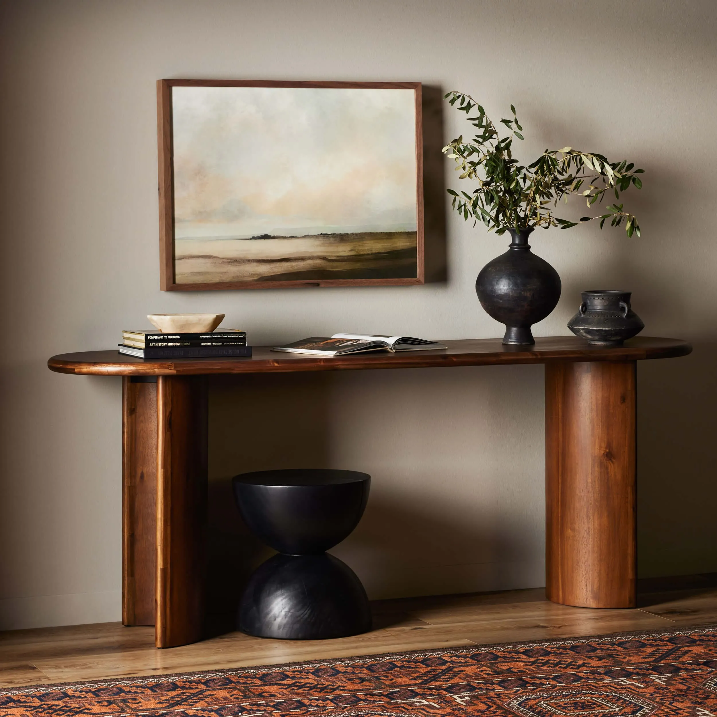 Paden Large Console Table, Seasoned Brown Acacia