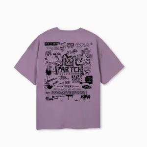 Partch Pop Love Oversized Tee Purple Cotton