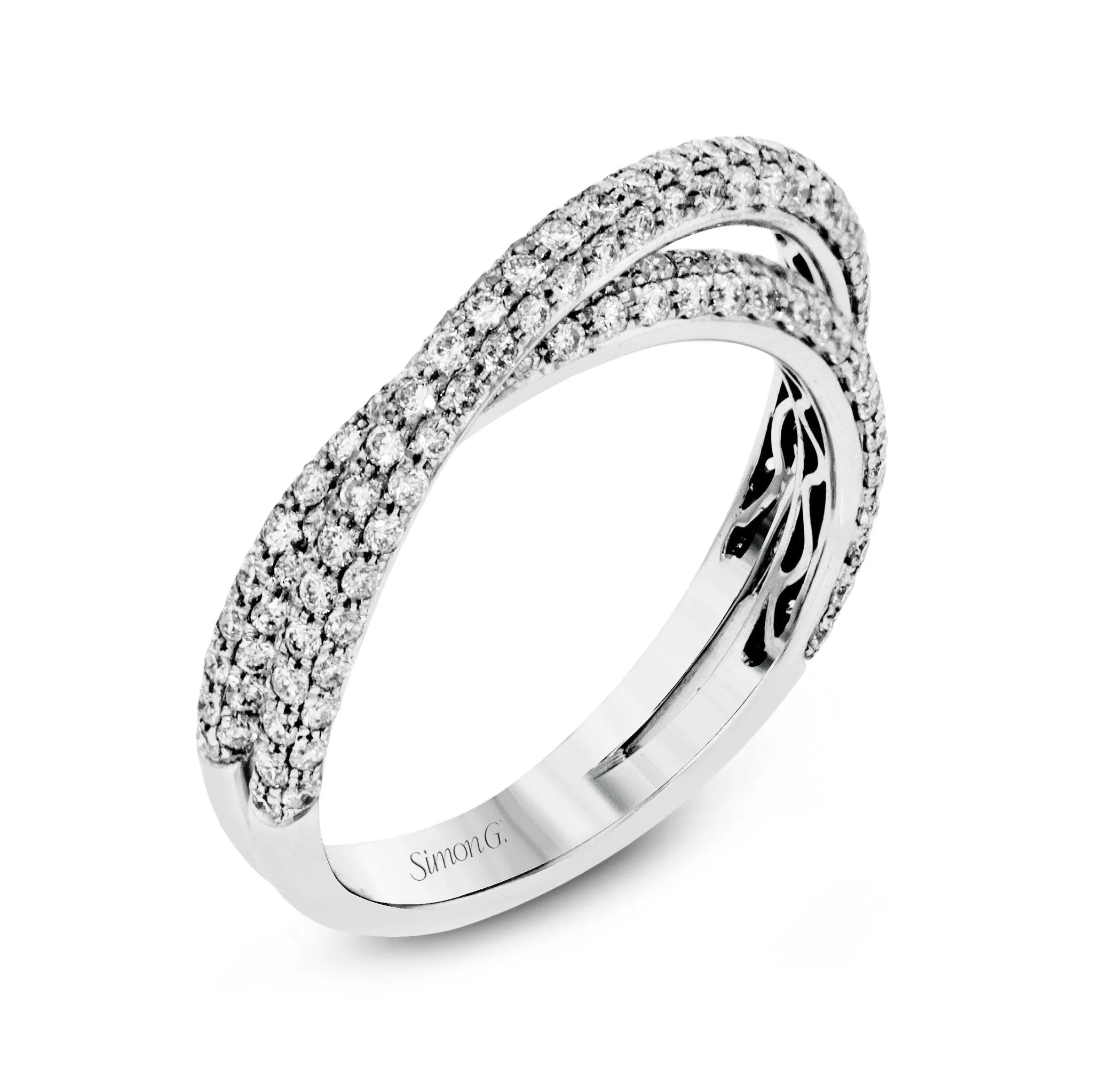 Pear-cut Criss-cross Engagement Ring & Matching Wedding Band in 18k Gold with Diamonds