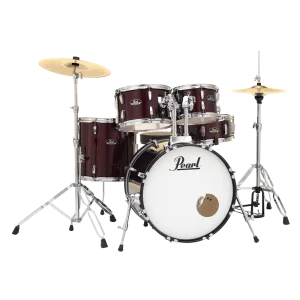 Pearl ROADSHOW RED WINE 5 Pc Drum Kit (20" kick) w/ Hardware Throne Cymbals (14HH/16CR/20R)