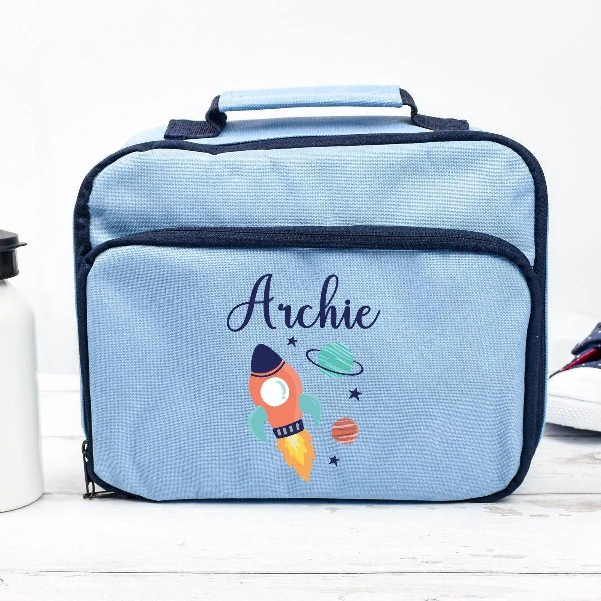 Personalised Rocket Lunch Bag, Space School Lunch Bag, Kids Space Cooler Bag, Boys School Lunch Bag Children Student, Back To School