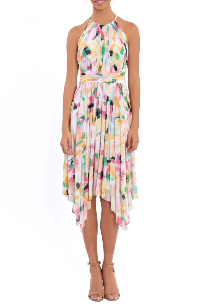 Pleated Halter Handkerchief Dress