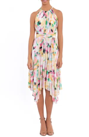 Pleated Halter Handkerchief Dress