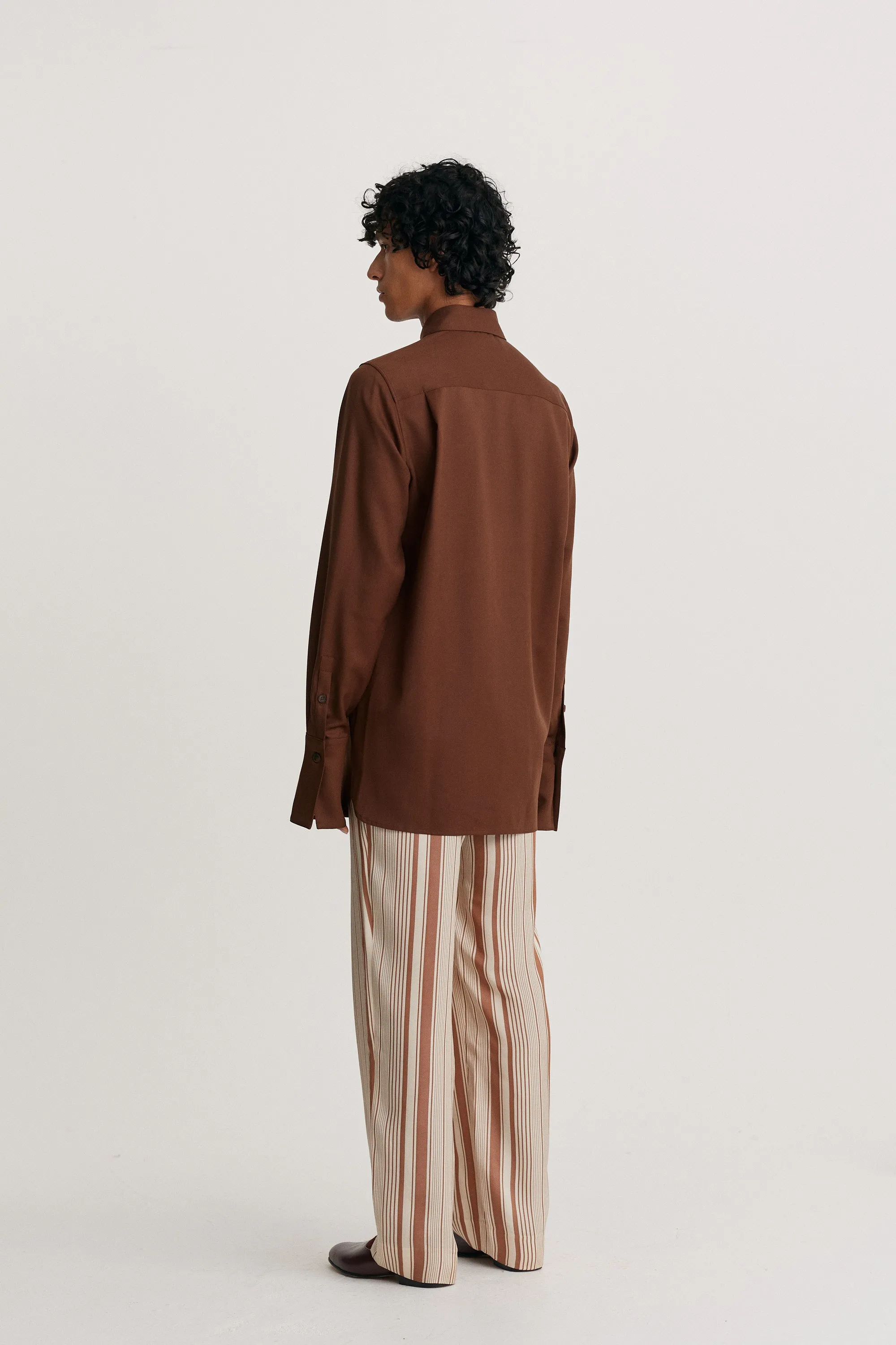 Pointed Collar Long Line Shirt