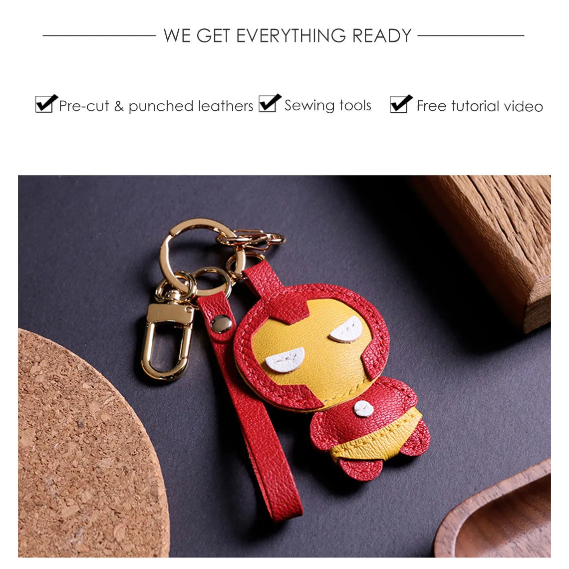 POPSEWING® Leather Iron Men Keychain DIY Kit