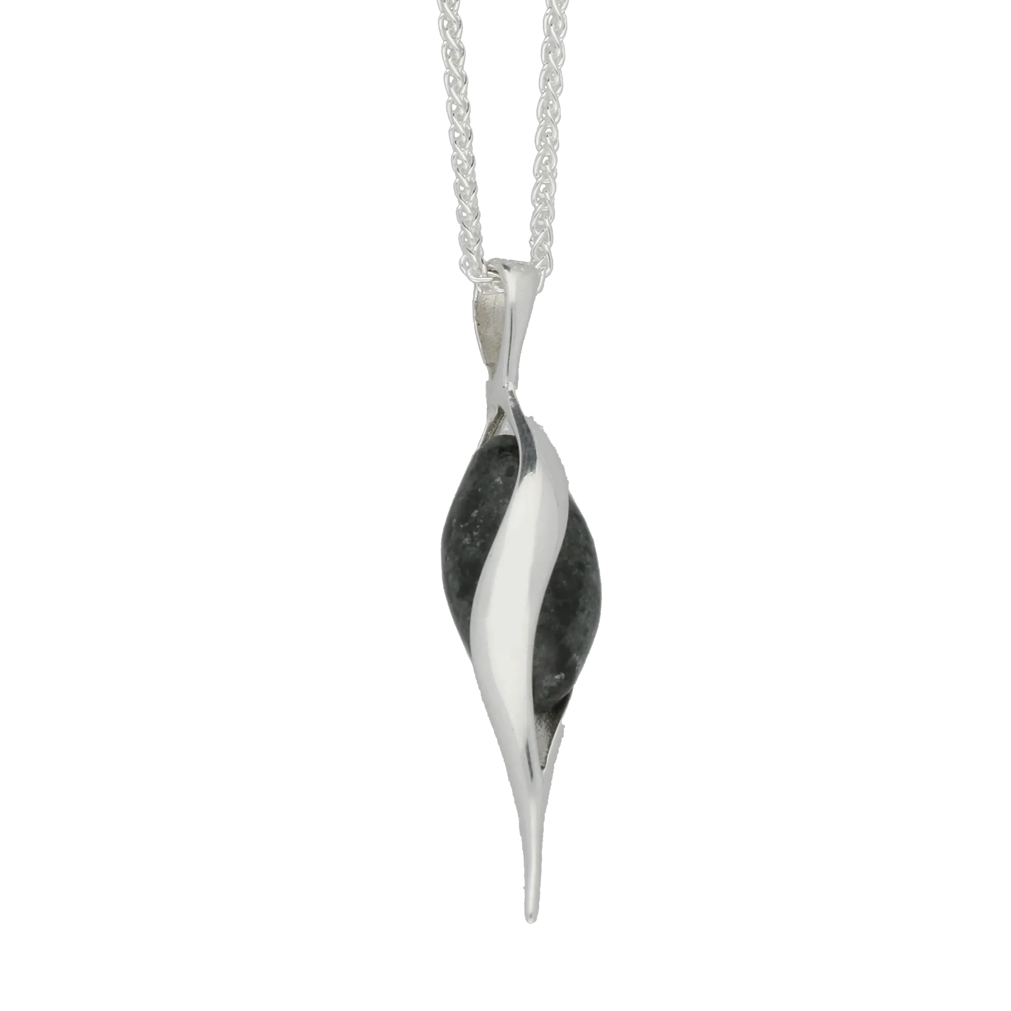 Preseli Bluestone Necklace Single Stone Twist Silver