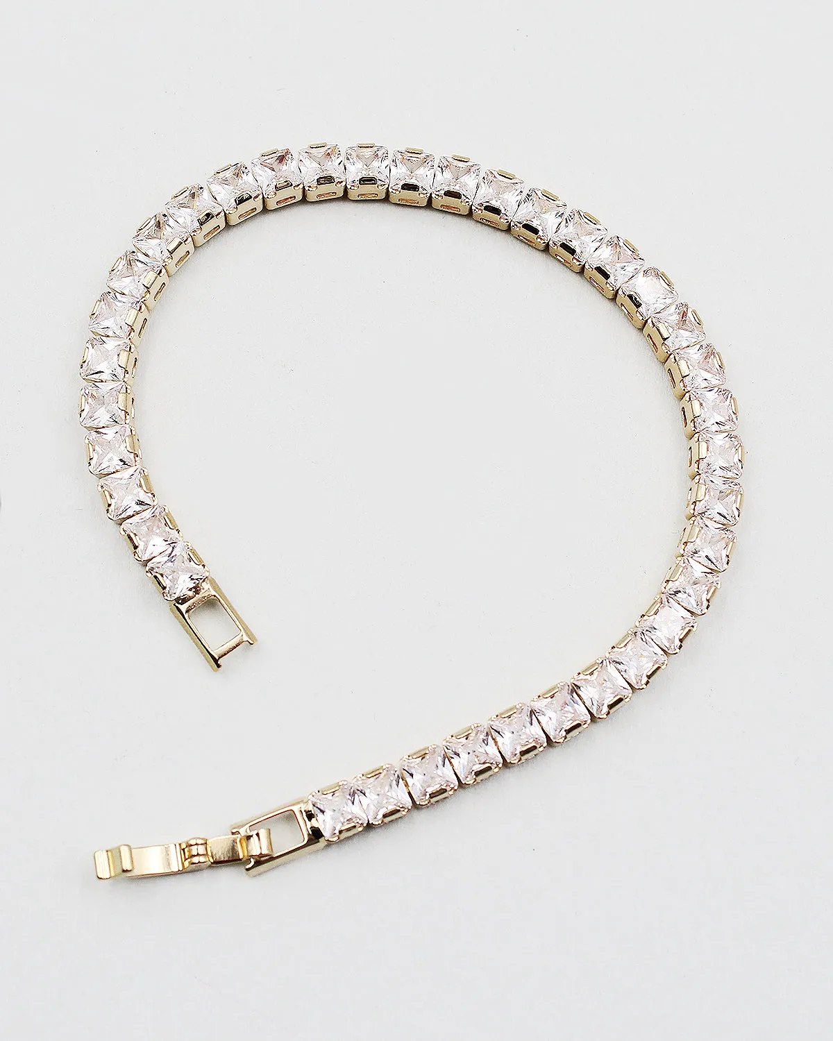 Princess Square Cut CZ Stone Tennis Bracelet
